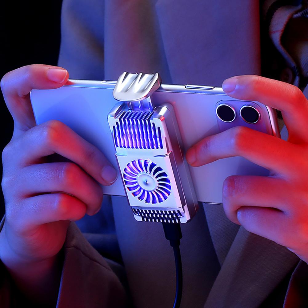 Kabelloser schnellkühl-handykühler für xiaomi, huawei und samsung mit rückseitiger clip-befestigung und gaming-ständer