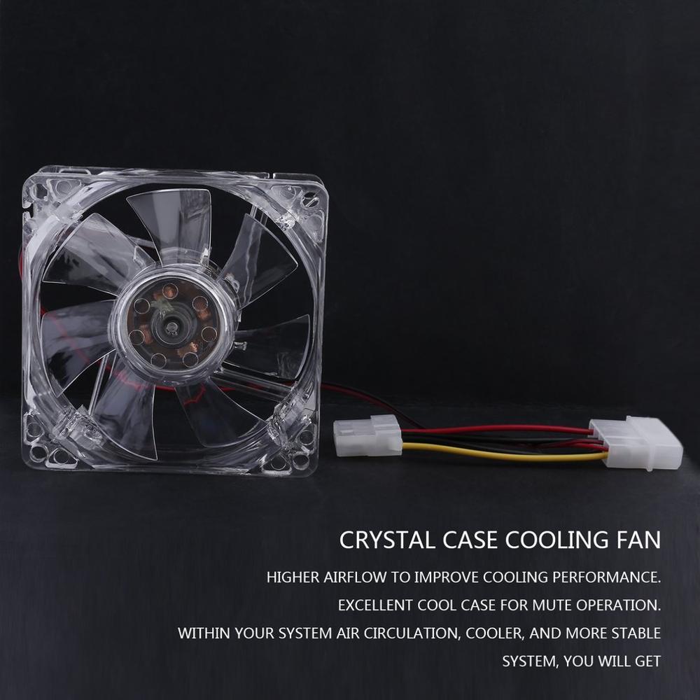 12V 0.20A 80mm CPU Cooler Fan 4 LED Silent PC Computer Case Cooler Cooling Fan Mod blue and Colorful Light