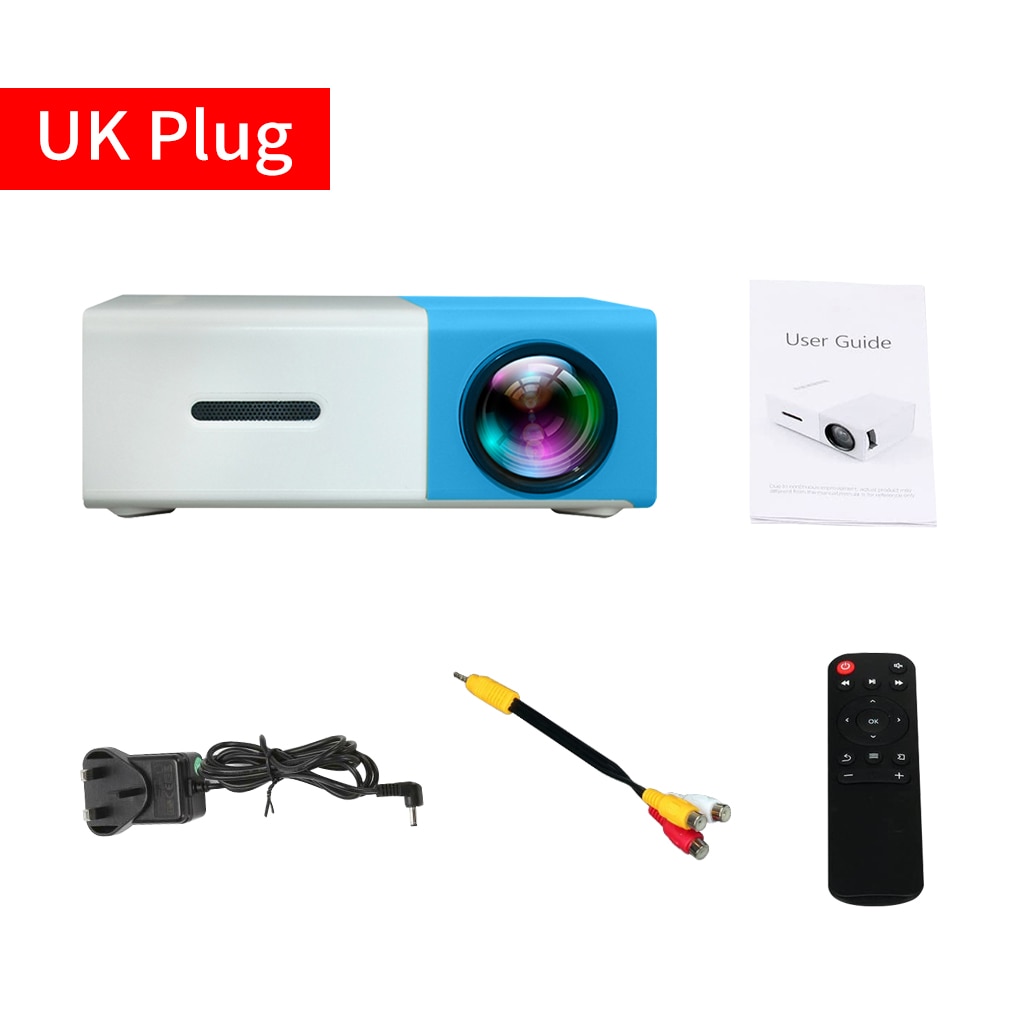 YG300 Pro Led Mini Projector 1080P Led Pixels Ondersteunt 1080P Hd Usb Audio Draagbare Home Media Video Player: UK Plug