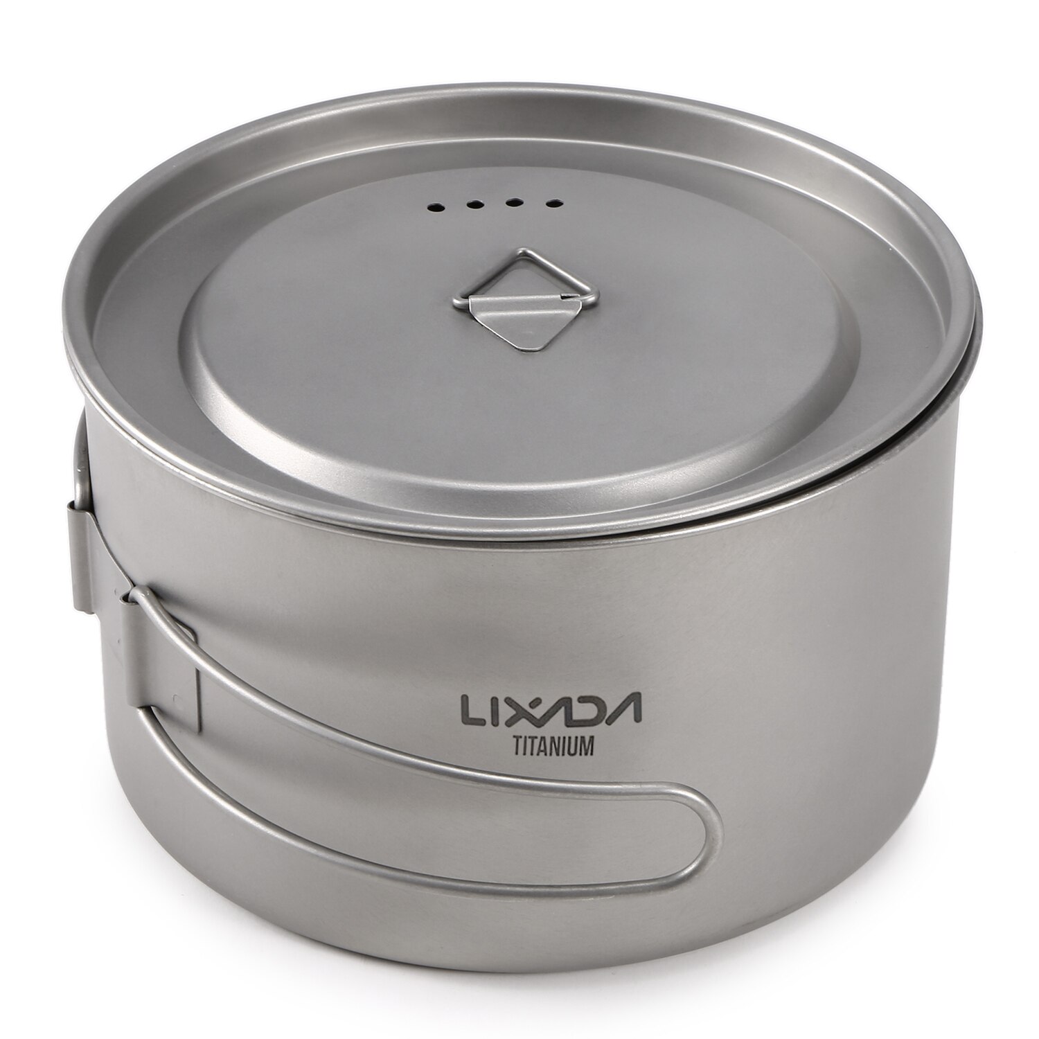 Lixada 2pcs Camping Cookware Set Titanium Pot Pan Cooking Set with Foldable Handles Mesh Carry