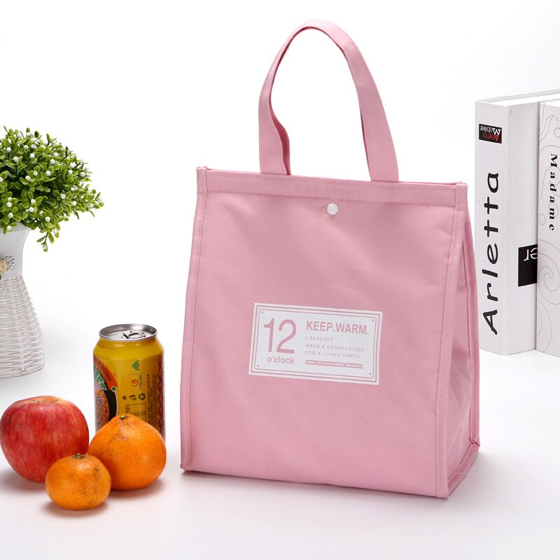 Saco de comida de almoço pacote de mão portátil moda à prova doxford água oxford pano de grande capacidade das mulheres dos miúdos dos homens trabalhar cooler tote bolsas: Pink