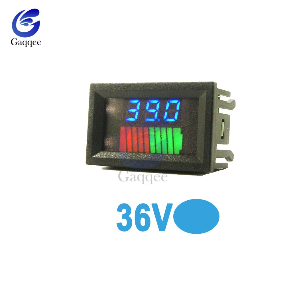 12V/36V /48V 10 Segment LED Dual LED Display Battery Level Tester Lithium Battery Capacity Meter Charge Indicator Battery Tester: 36VBlue
