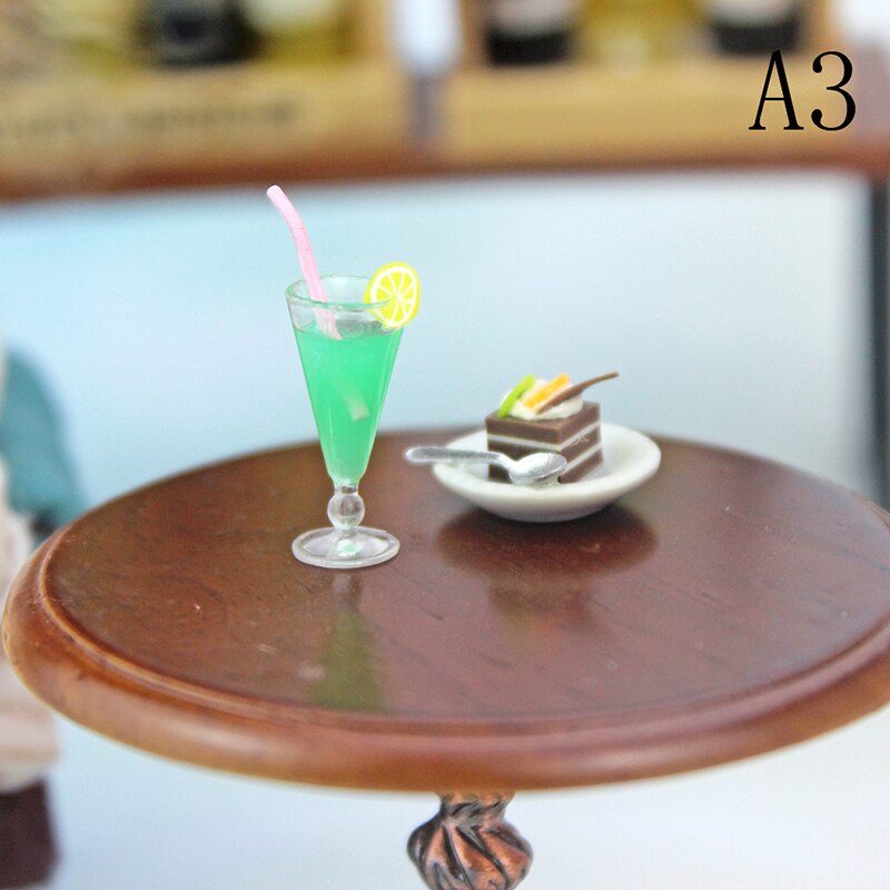 1Pcs Mini Cocktail Cup Simulatie Drank Glas Model Speelgoed Hars Poppenhuis Decoratie Schaal 1/12 Poppenhuis Miniatuur Accessoires: A3