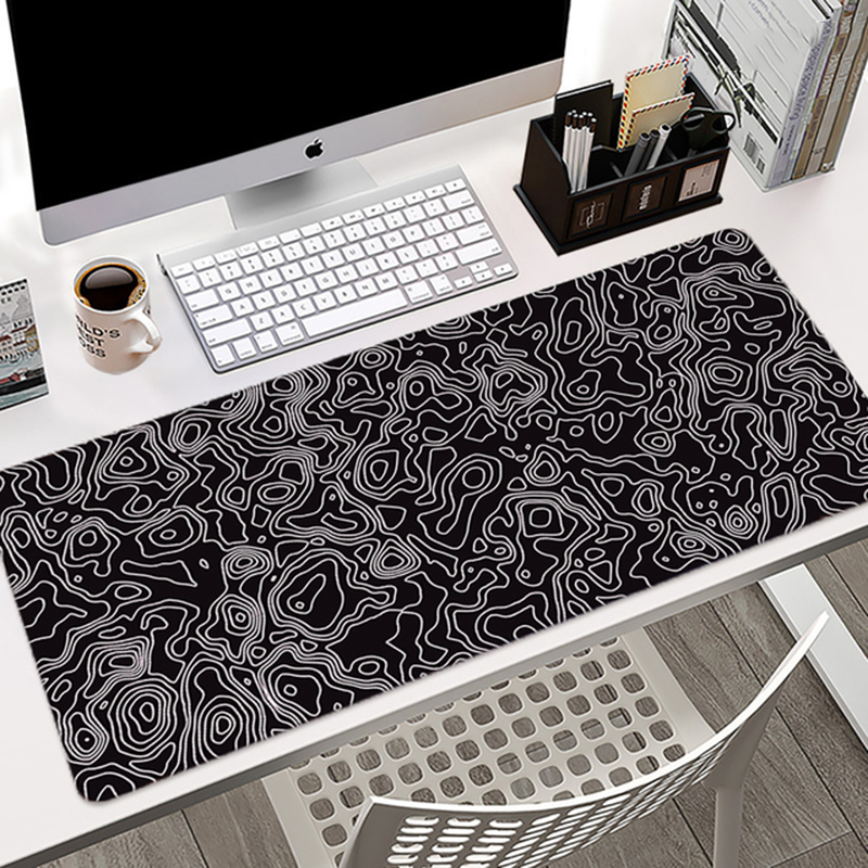 White Black Mouse Pad XXL Deskmat Desk Protector Pad Locking Edge Computer Mat Xxl Mousepad 900x400 Extended rug Office Carpet