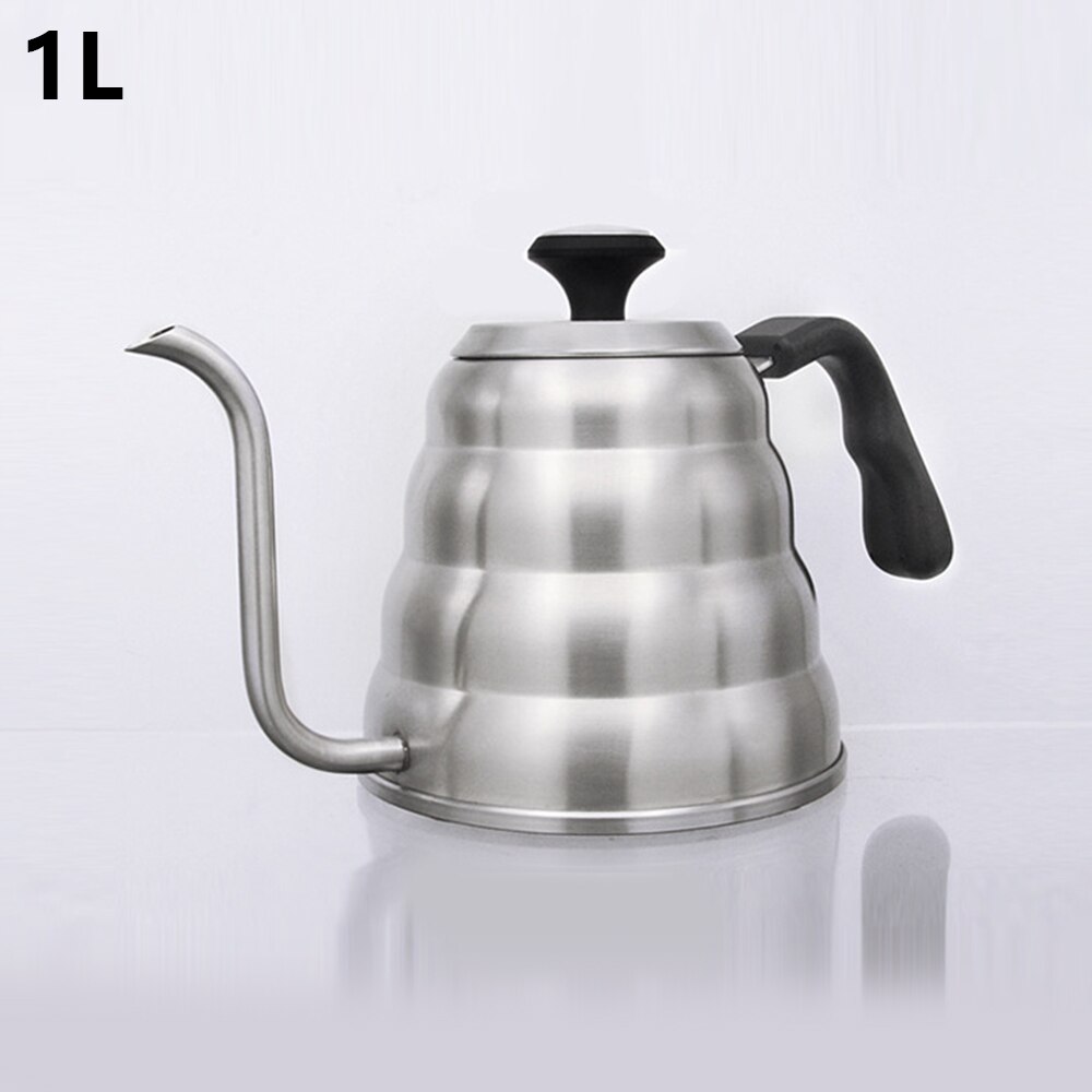 600ml/1l/1.2l kaffekande i rustfrit stål lang tud svanehals dryp kaffe tekande med termometer