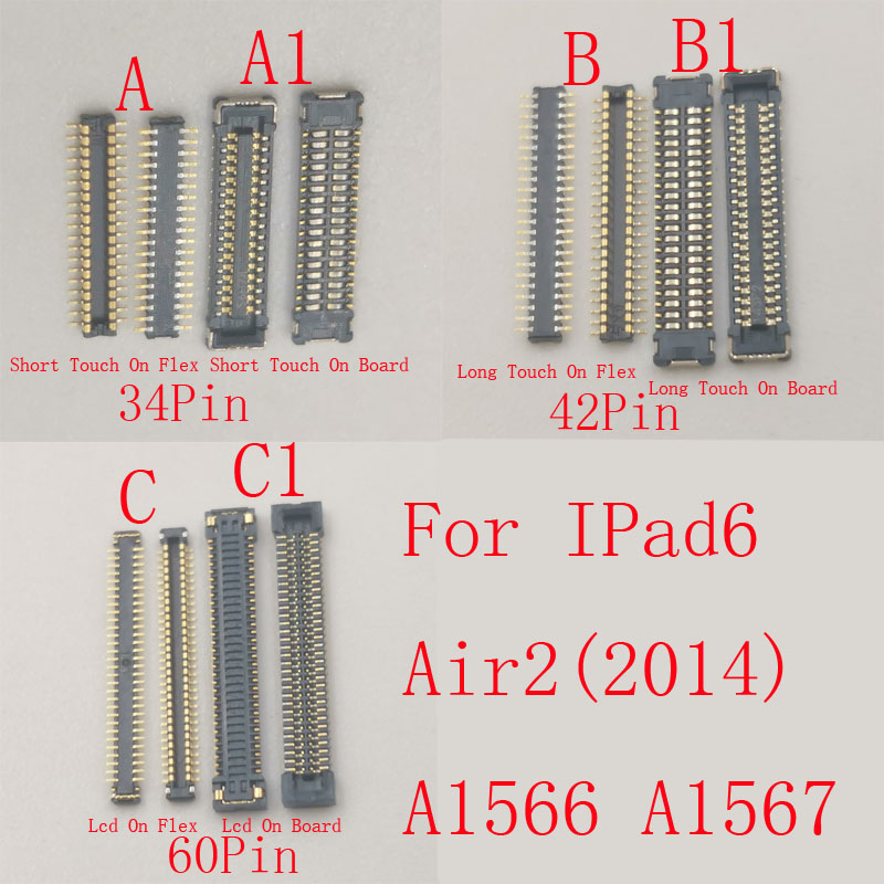 2Pcs Lcd Digitizer Touch Screen Flex FPC Connector Plug Contact Board For IPad6 Air2 Air 2 A1566 A1567 IPad 6 A1893 A1954