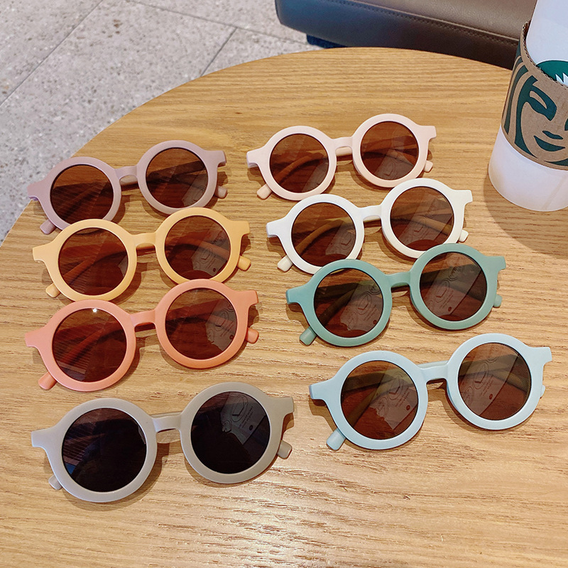 Lunettes de soleil de dessin animé pour enfants, monture en forme d&#39;ours, rondes, pour filles et garçons,