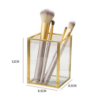 Caja de cristal para brochas de maquillaje, organizador de escritorio para joyería, Cubo de lápiz, caja de almacenamiento de cosméticos, barril de perlas, ZM827: B