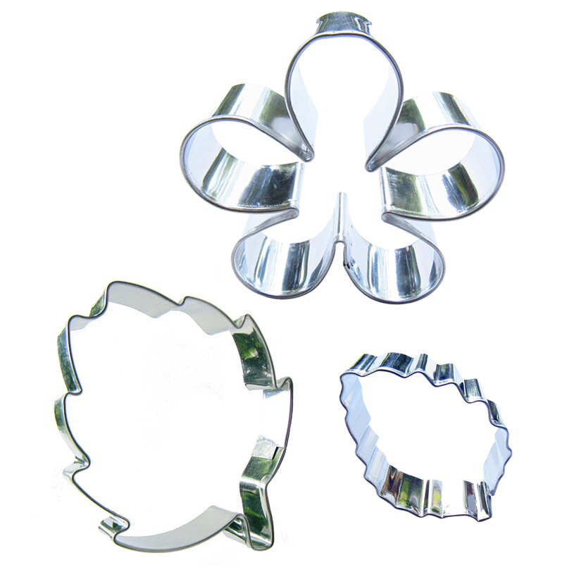 3 pcs Plum Leaf Small Leaf Cookie cutter biscuit embossing machine Chocolate Pastry Stainless steel mould cake decorating tools
