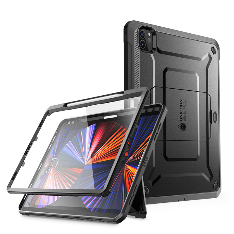 Husă pentru ipad pro 12.9 ) supcase ub pro, husă de protecție robustă cu suport și protector de ecran încorporat: Negru