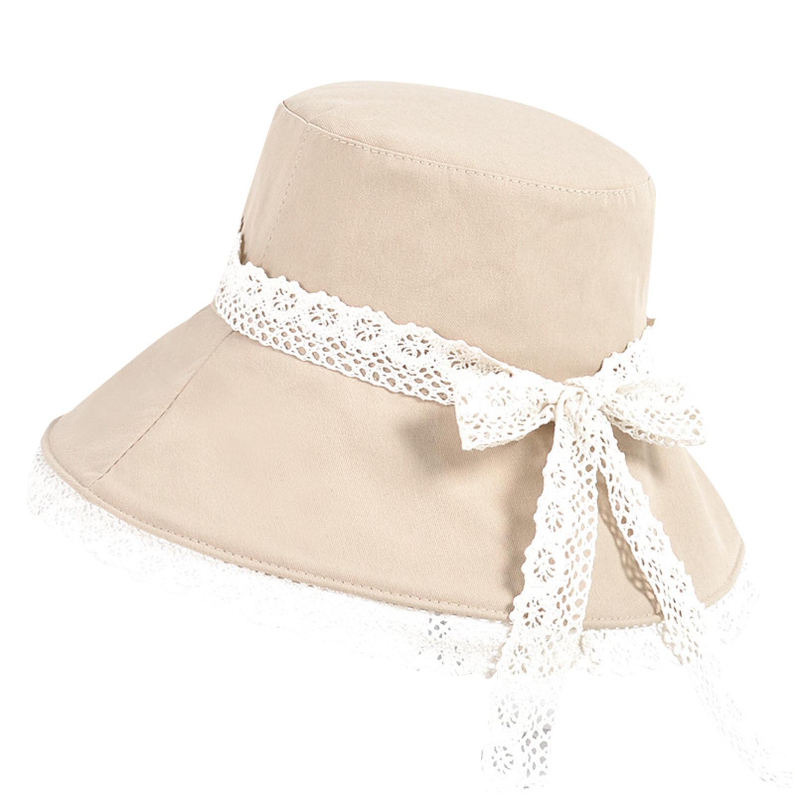 Zomer Vrouwen Vouw Kant Mode Outdoor Zonnescherm Hoed Bekken Hoed Visser Hoed Strand Ademende Zonnebrandcrème Hoed: Khaki