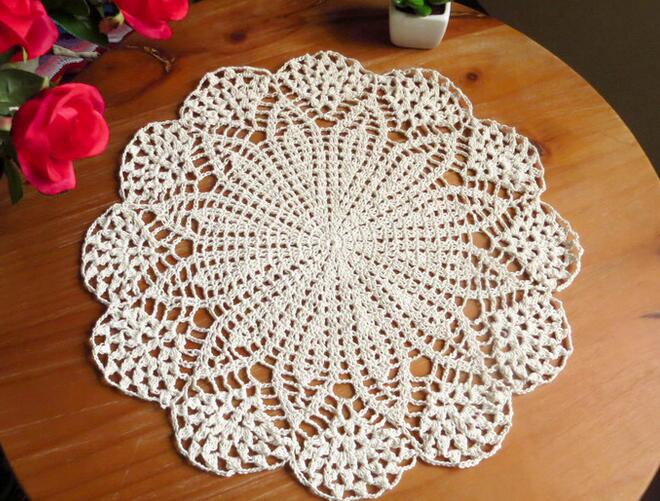 cotton lace table place mat pad cloth crochet placemat cup round coaster wedding mug handmade Christmas tea doily kitchen