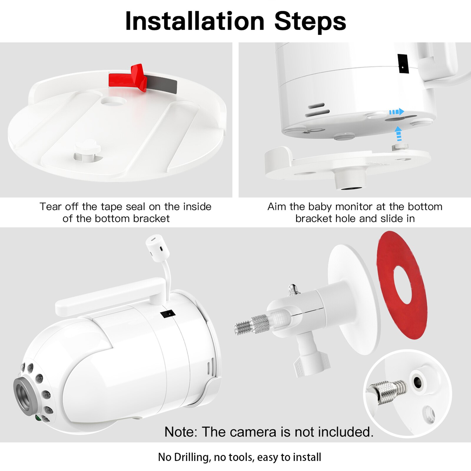 Adjustable Wall Mount Baby Monitor 1 Pack Home Camera Mounting Bracket for Home Security Compatible with Infant DXR-8