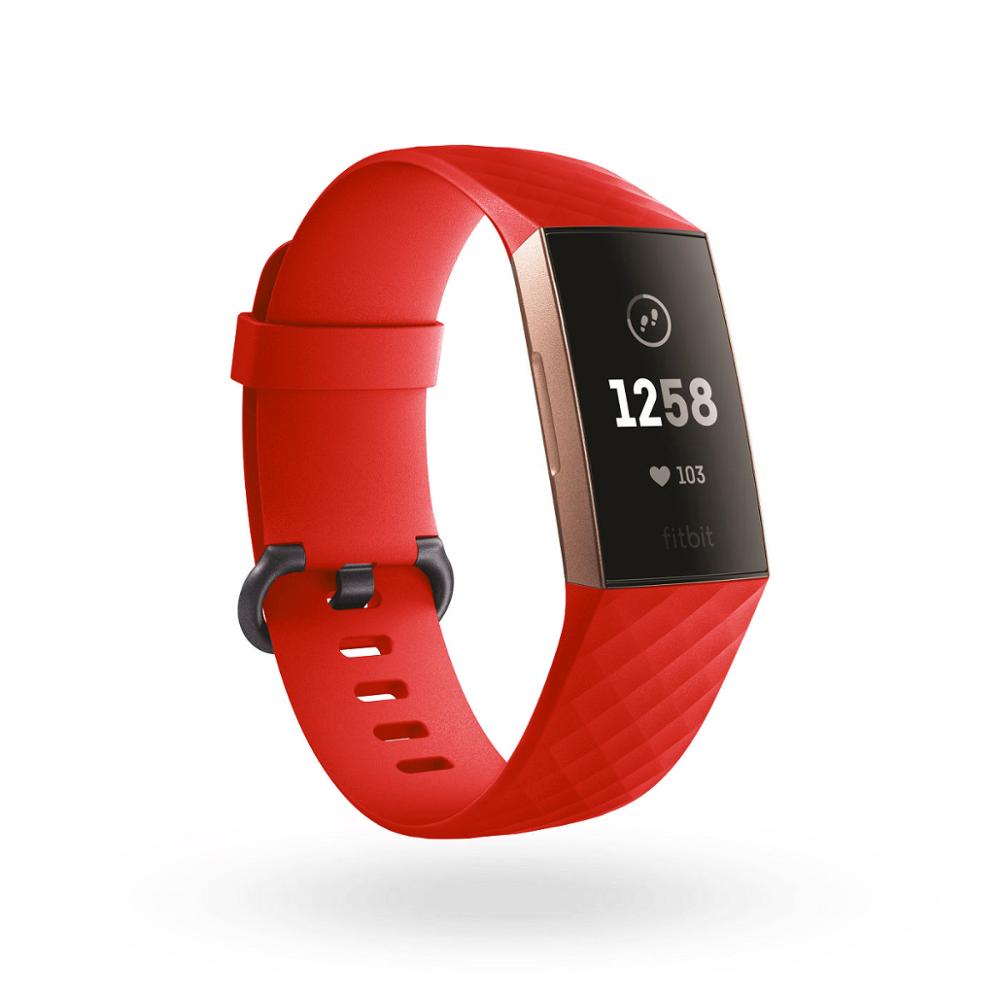 Duurzaam Horloge Band bandjes voor Fitbit Lading 3 riem op Fit Bit Lading 3 Charge3 Pols Siliconen lederen riem Armband accessoires: red / S