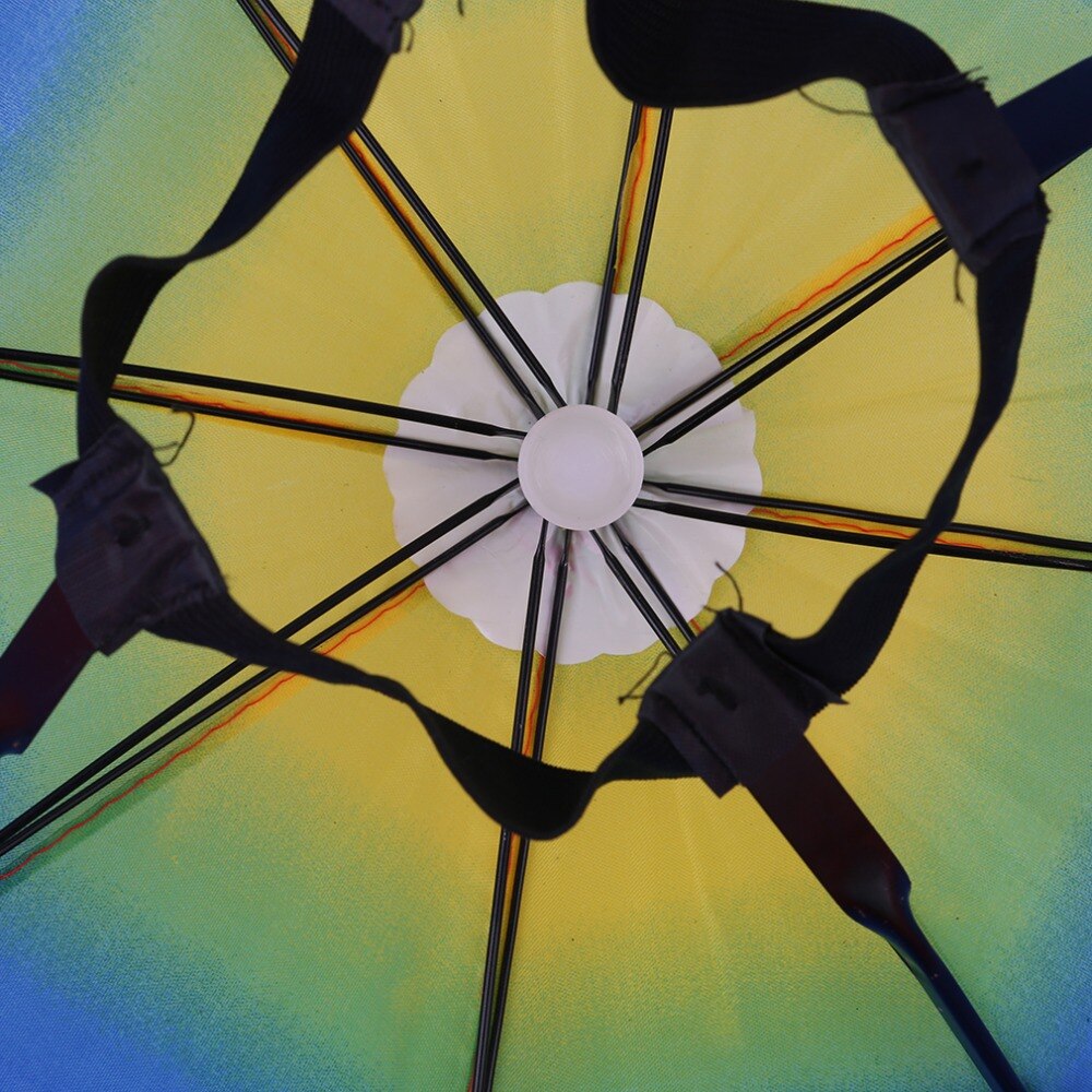 Random Rainbow Umbrella Hat Portable Outdoor Shade Rain Hat Useful Awning Camping Fishing Hiking Umbrella for Adult Kid QW874784