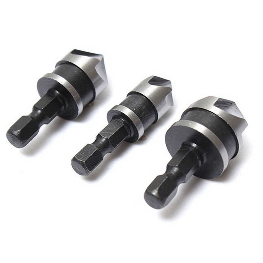 3pcs/set Hex Countersink Boring Set for Wood Metal Quick Change Drill Bit Tools