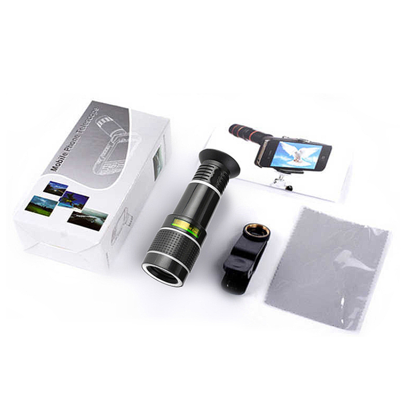 Universal 20x zoom telephoto lens external mobile phone camera lens lens telescope mobile phone holder with smartphone clip