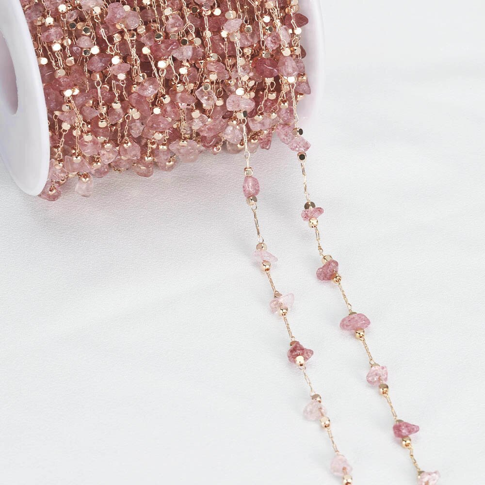 Chaîne de perles de pierre irrégulière en cristal bohème, 1 mètre, pour Bracelet fait à la main, collier, fabrication de bijoux, bricolage, décoration de rideau: Pink Purple