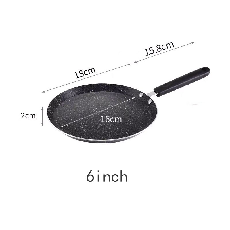 Roze/zwart/gouden antiaanbak maifan stenen wok pannenkoek ei steak antiaanbakpan geen olie rook thuis algemeen koken pan: Zwart 6 inch
