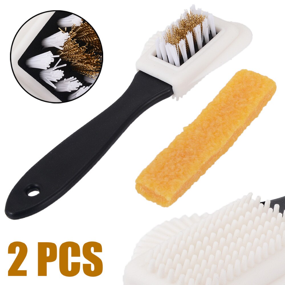 1Set Useful Suede Shoe Brush 3 Side Cleaning Brush And Rubber Eraser Set S Shaped Shoes Cleaner For Suede Nubuck Boot Shoe