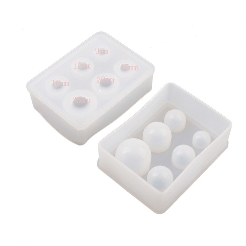 Molde de silicona para decoración del hogar, esferas de rejilla con agujero, colgante, epoxy, moldes de resina epoxi, manualidades, joyería artesanal: 6 grid