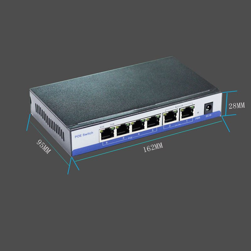 CCTV active 4 Ports 10/100M PoE Switch Power Over Ethernet For POE IP Camera System Network Desktop Switches 2ports Uplink
