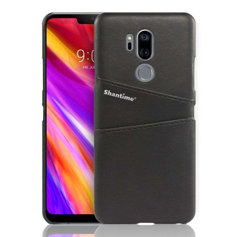 Luxury Pu Leather Wallet Case For LG G7 ThinQ Phone Bag Case For LG G7 ThinQ Business Card Slots Case: Black