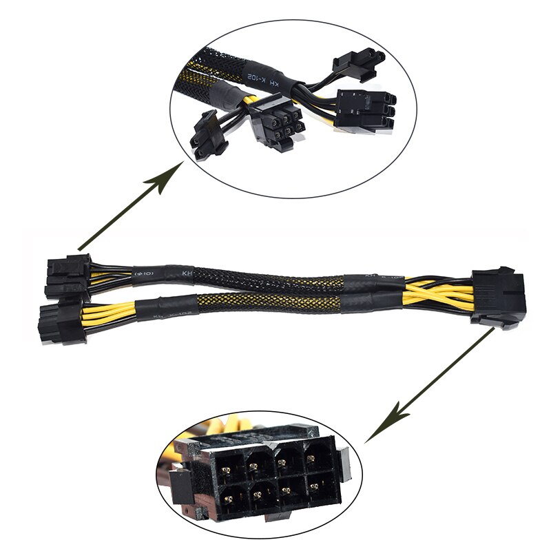 10PCS 21CM 8PIN Cable PCI Express To Dual PCIE 6(6+2)/8 (6+2)PIN Line Graphics Card GPU Power Data Cable