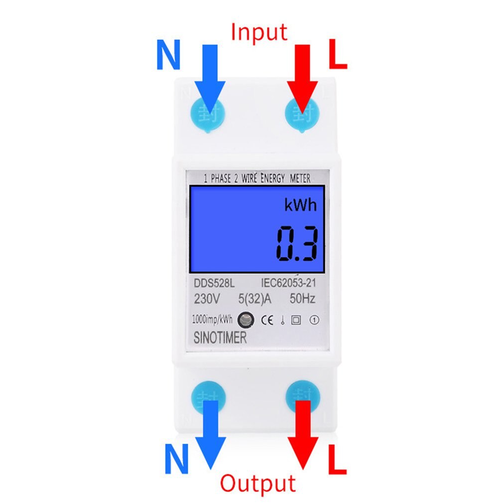 Home DIN Rail LCD Digital Display Power Consumption KWh Meter Single Phase Energy Meter Watt Wattmeter 50Hz