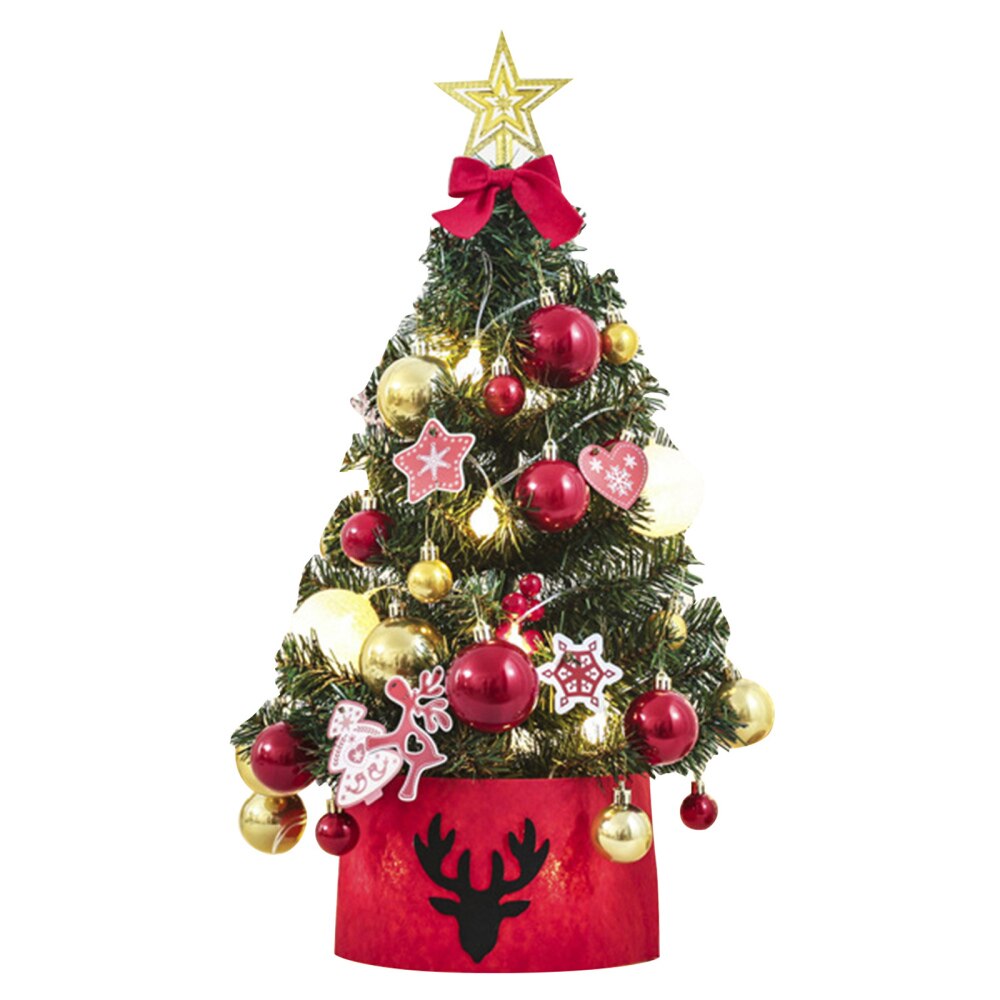 Christmas Tree Set LED Artificial Room Desktop Decoration DIY Glow Glowing Tabletop Ornaments Mini