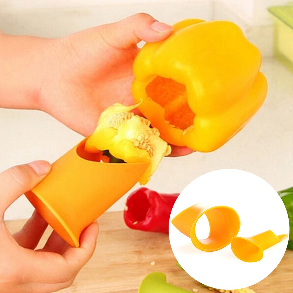 2 In 1 Fruitvegetable Zaad Remover Dunschiller Fruit Green Pepper Chilli Tomaat Cutter Core Slicer Keukengereedschap Gadgets Apparaat: Licht Geel