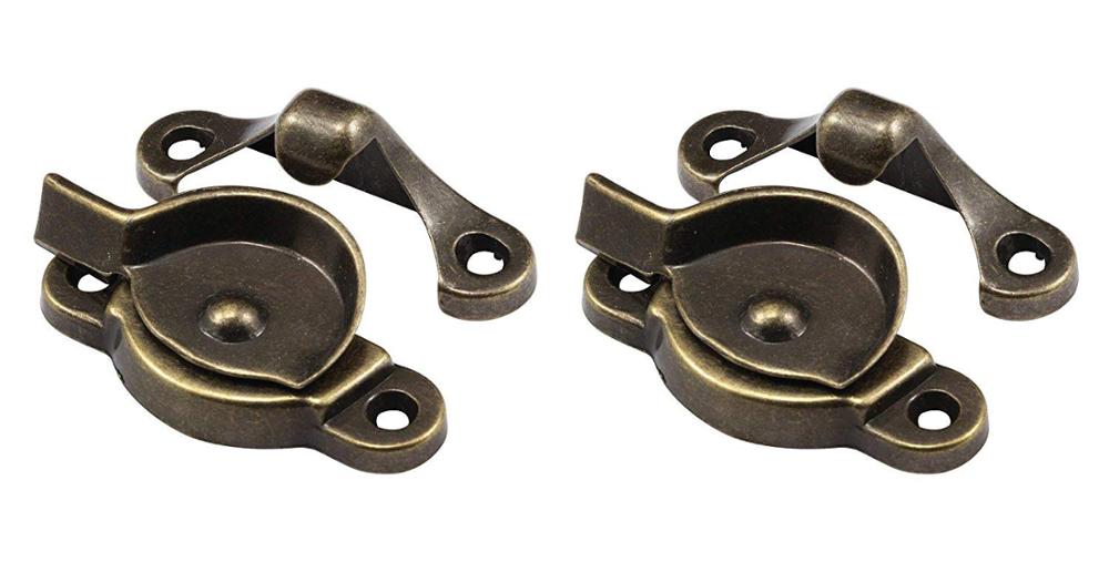 Window sash lock, spring cam action, zinc die cast and antique brass finish (2Part, antique brass)