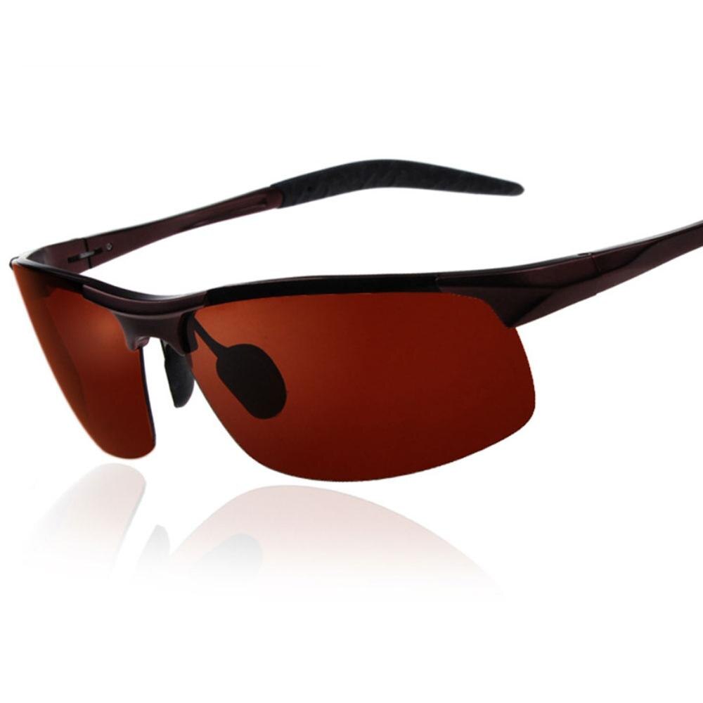 aluminium polariserte solbriller sportsbriller briller fiske eyeswears  uv400 lunettes polarisantes peche utendørs: Kaffe