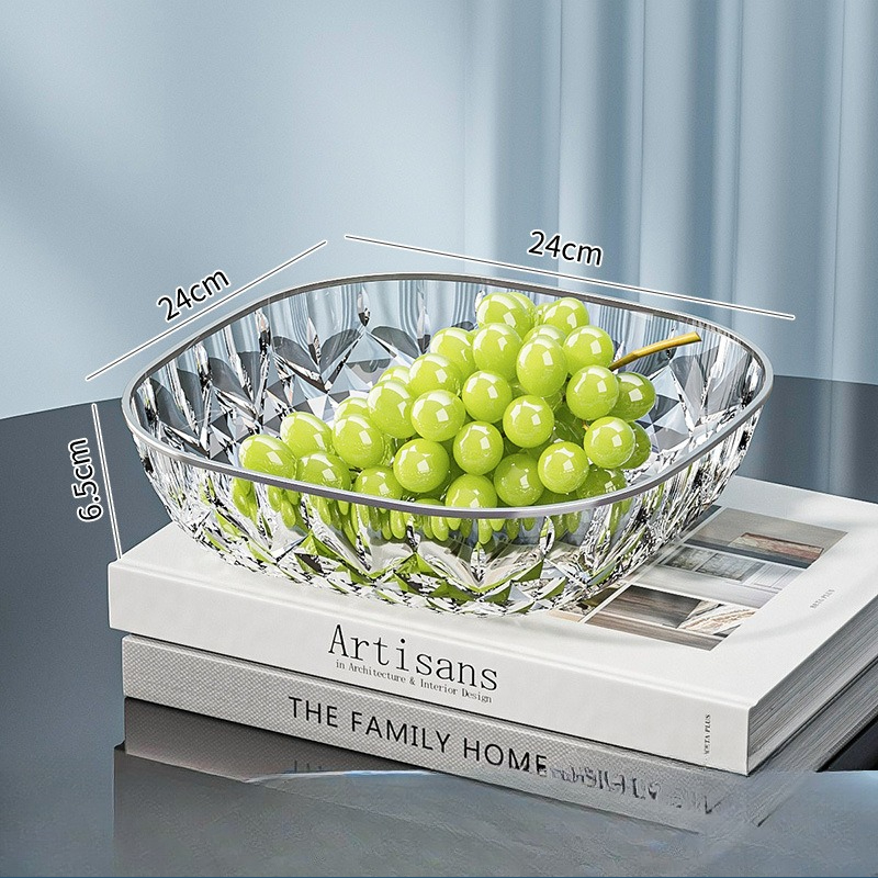 24cm PET Fruit Plate Clear Plastic Fruit Bowl for Kitchen Party Snack Fruit Tray Kitchen Tableware Luxury Nut Snack Plate: Light Grey