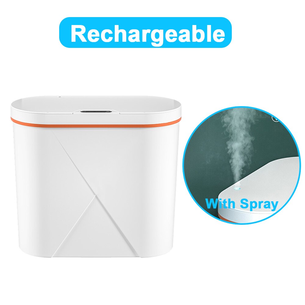 Aromatherapy Smart Garbage Bin Automatic Household Bathroom Toilet Bedroom Living Room Waterproof Narrow Seam Sensor Bin: White Spray Type