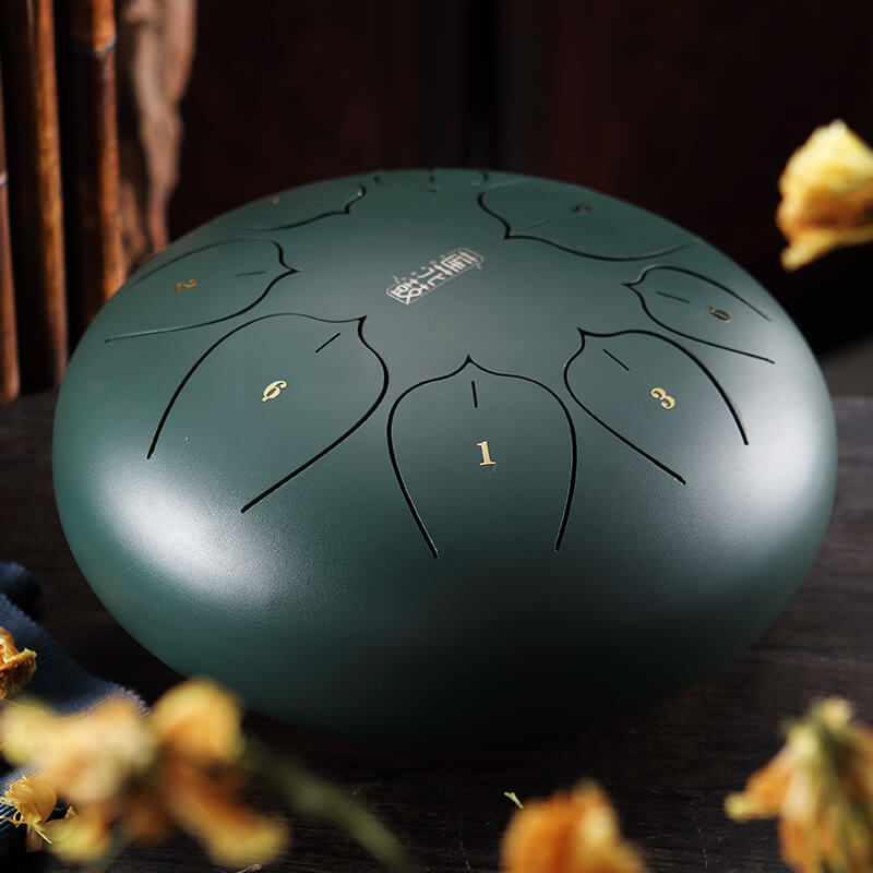 Hluru TL08-08 drum F tone Lavender mini hanpan pentatonic musical instrument steel tongue drum tank drum percussion instrument: MineralGreen