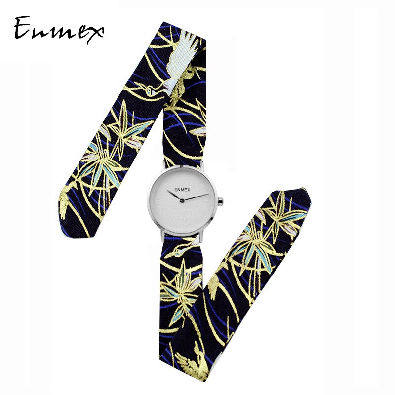 Lady simple watch Enmex strappy cotton watch MULAN style chinese Princess red-crowned crane quartz wristwatch: bbird