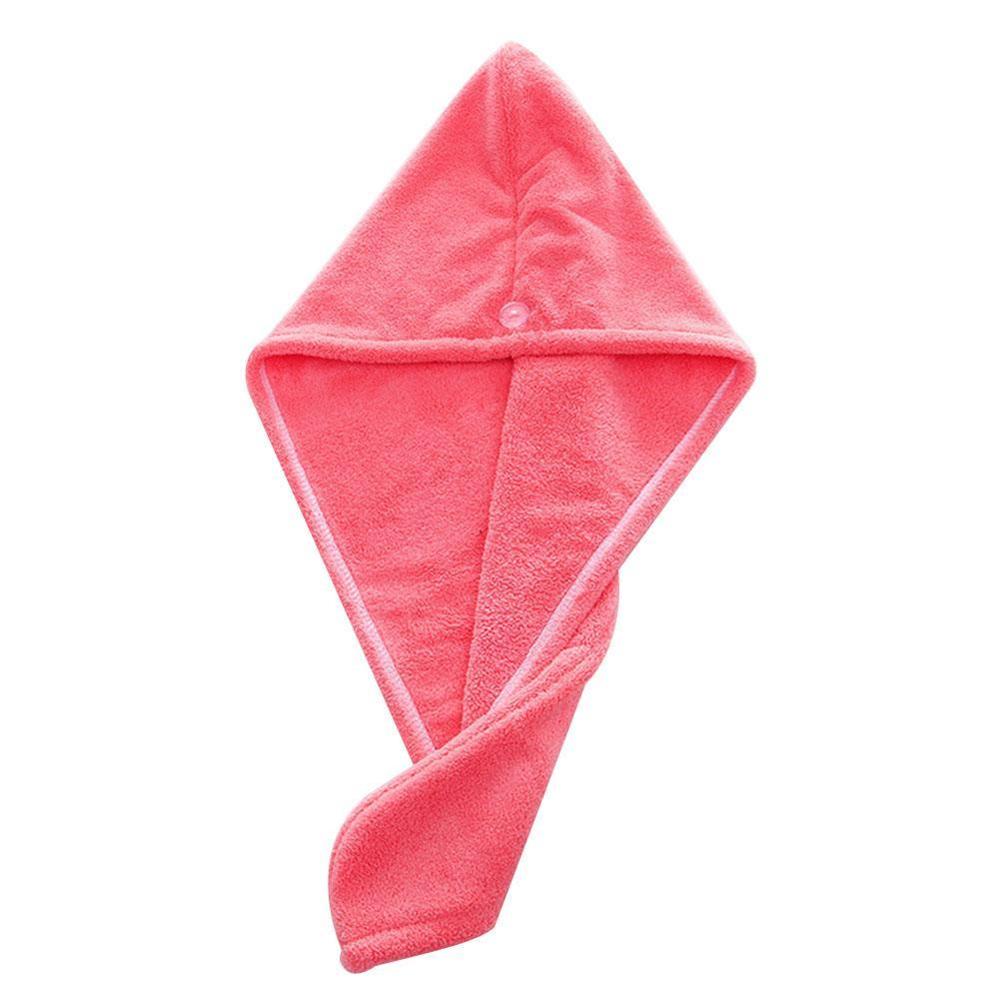 Microfiber Hair Fast Drying Dryer Towel Bath Wrap Hat Quick Cap Turban Dry Quick Drying Lady Household Bath Tool: Rose red