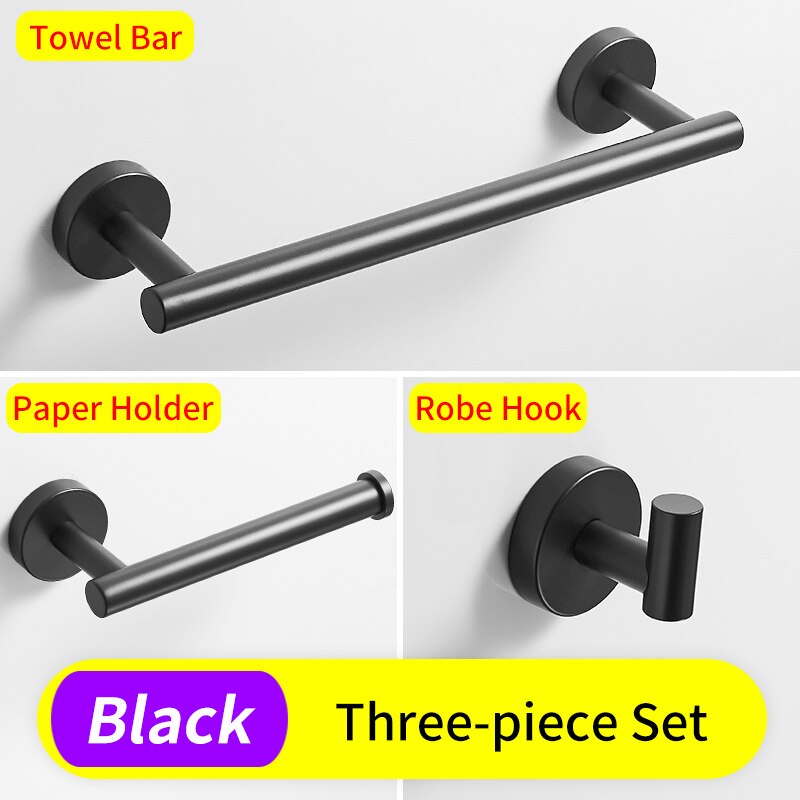 Ensemble porte serviette porte serviette inox support suspendu support mural porte-papier hygiénique noir salle de bain crochet pour serviettes porte manteau: 1110B-H