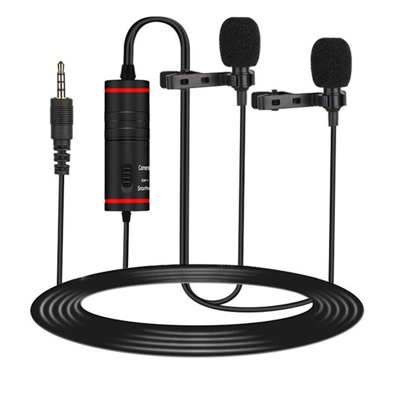Lavalier Microphone Camera Microphone Dual Mic Head Lapel Mic for Phone Computer DV DSLR Recording Pen: Default Title