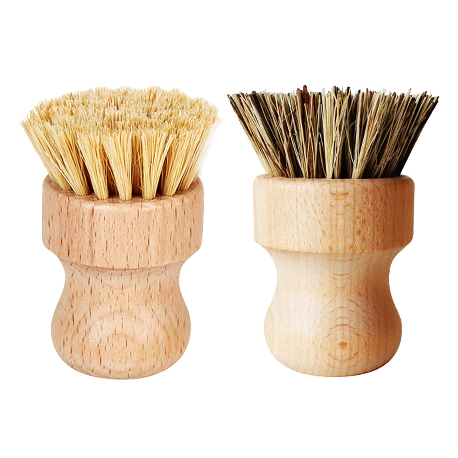 Washing Scrubber Japanese Short Wooden Round Washing Tidy Cleaner Cleaning Brush Kitchen Gadgets for Espresso Machine Pot Pan