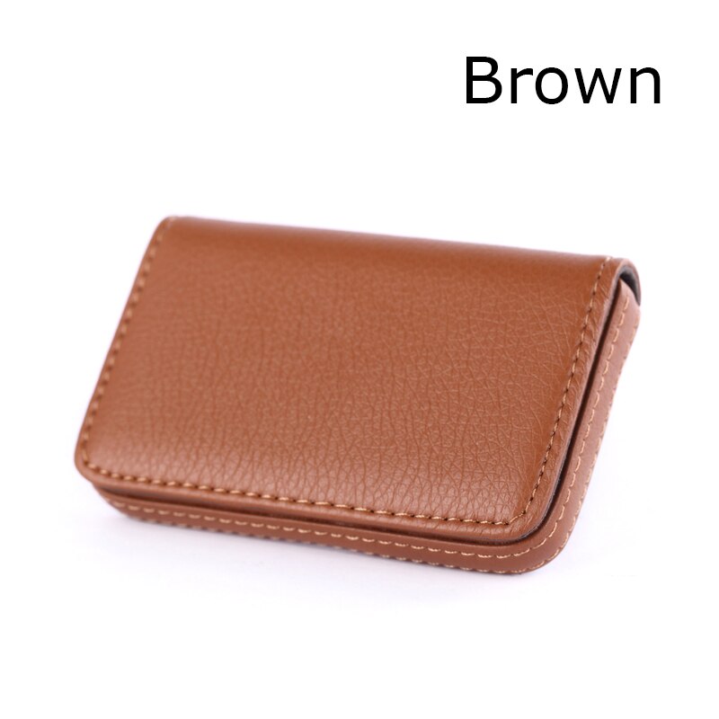 BONAMIE Large Capacity Unisex Business Card Case ID Pouch Women Pu Leather Card Box Man Credit Card Holder Black Brown: Brown