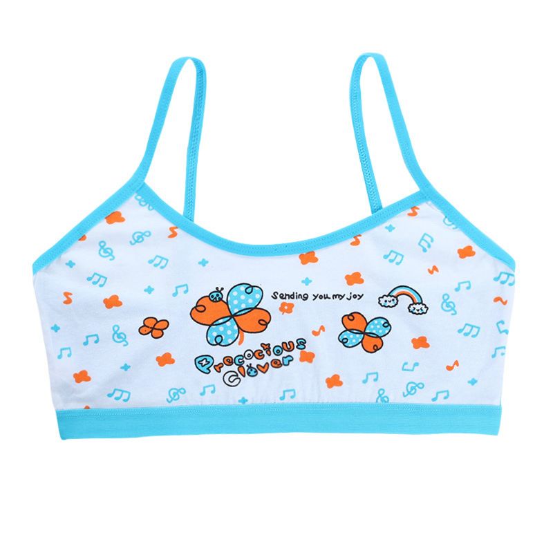 Girls Bra Underwear Lingerie Kids Teens Teenage Young Adolescente 8-14Years Student Cotton Cartoon Print Undewear Tops 19QF: BL