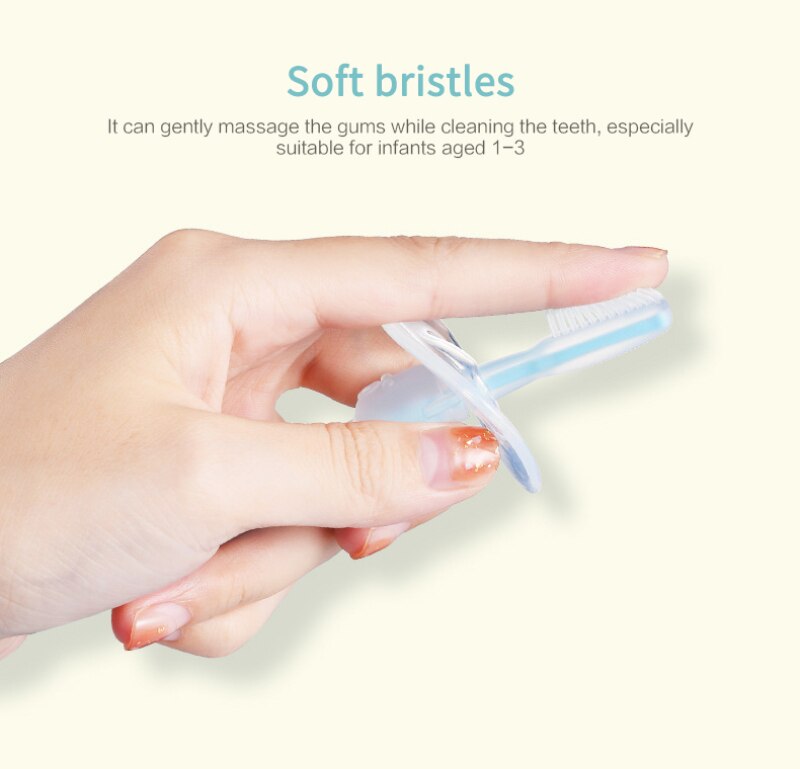 Cepillo de dientes de silicona para bebé, con deflector, tridimensional, con ventosa de pie, 1 unidad