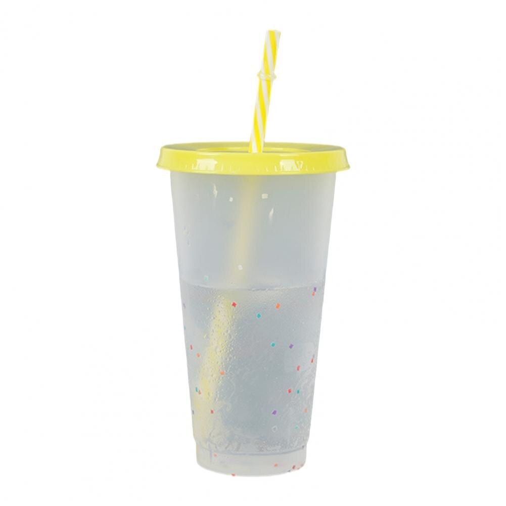 Reusable Straw Cup Water Tumbler Plastic Cup Sequined Glitter Water Mug Tumbler with Straw Drinking Cup vaso con tapa y pajita: Yellow