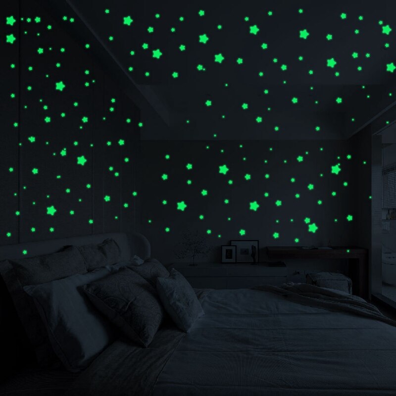 127Pcs/set Luminous Wall Stickers Glow In The Dark Stars Shape Sticker Decals Green Fluorescent Stickers For Kids Baby Rooms #s