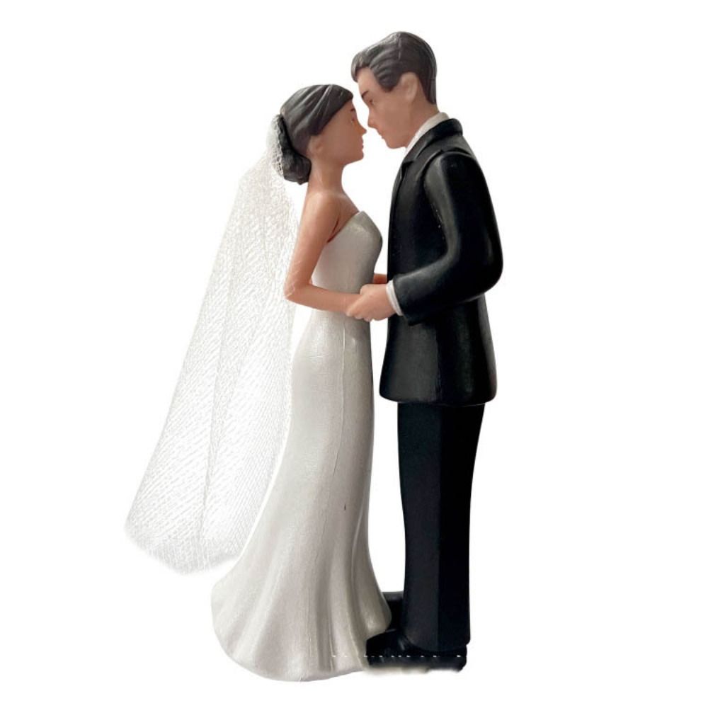 Jahrestag Dekoration Paar Hochzeitstorte Topper Elegante weiße/schwarze Kuchen Topper Puppen Kreative PVC Braut & Bräutigam Figuren