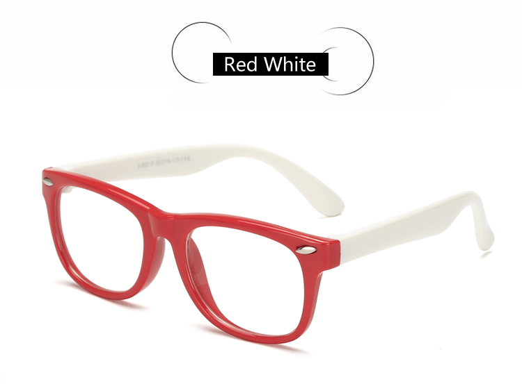 Ralferty-marcos de gafas TR90 para bebé, gafas de seguridad para niño, lentes transparentes, montura óptica Flexible suave para Miopía: Red White