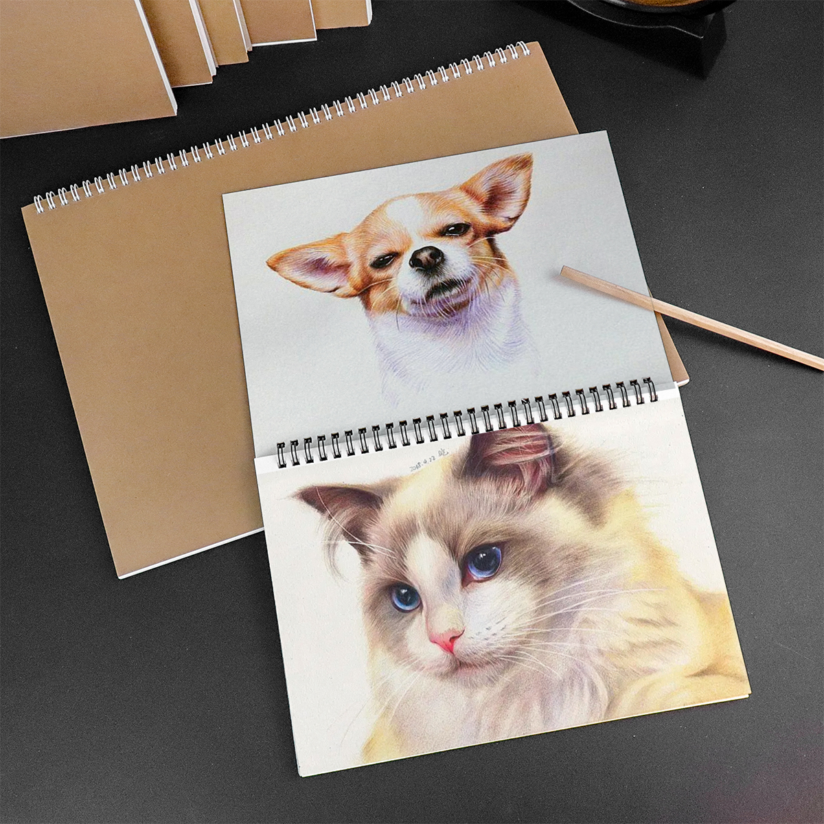 Cuaderno de bocetos , papel grueso, cuaderno en espiral de 160GSM, suministros escolares de arte, Bloc de notas de dibujo con lápiz