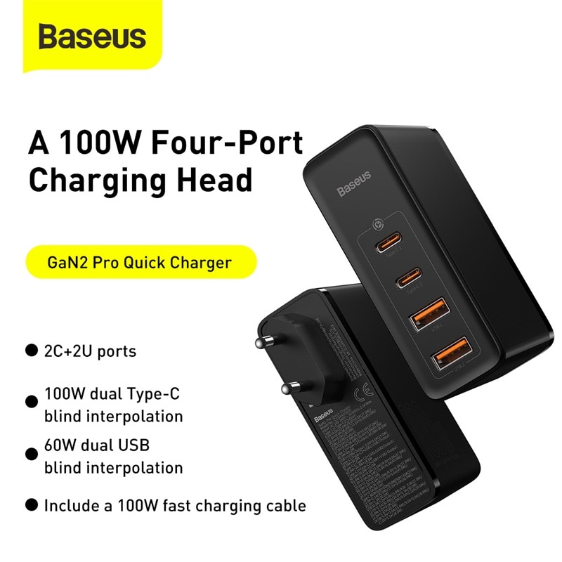 Baseus 100W Gan Usb Type C Lader Pd Qc Quick Charge 4.0 3.0 USB-C Type-C Snel Opladen oplader Voor Iphone 12 Pro Max Macbook